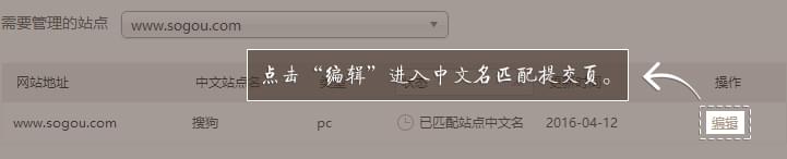 搜狗搜索引擎中文站點名稱匹配申請教程